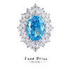 Women's Geometric Diamond Design S925 Sterling Silver Ring With Aquamarine And Sapphire