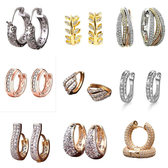 Women's Geometric Diamond Earrings In Electroplated Alloy With A Curved Statement Design For Fashion Jewelry Collections