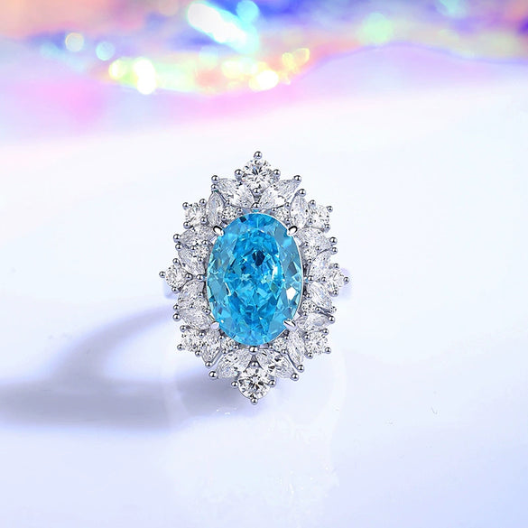 Women's Geometric Diamond 925 Silver Ring