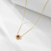 Women's Geometric Diamond 925 Silver Square Hollow Pendant Cross Chain Zircon Ruby Necklace