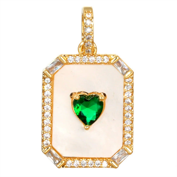 Women's Geometric Diamondencrusted White Shell Abalone Shell Necklace Pendant Jewelry Accessories Electroplated Simple Style
