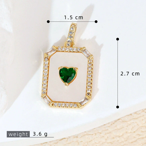 Women's Geometric Diamondencrusted White Shell Abalone Shell Necklace Pendant Jewelry Accessories Electroplated Simple Style