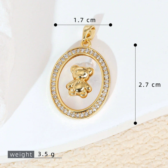 Women's Geometric Diamondencrusted White Shell Abalone Shell Necklace Pendant Jewelry Accessories Electroplated Simple Style