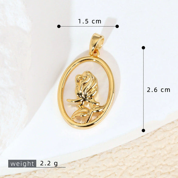 Women's Geometric Diamondencrusted White Shell Abalone Shell Necklace Pendant Jewelry Accessories Electroplated Simple Style
