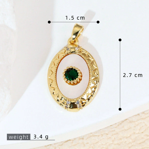 Women's Geometric Diamondencrusted White Shell Abalone Shell Necklace Pendant Jewelry Accessories Electroplated Simple Style