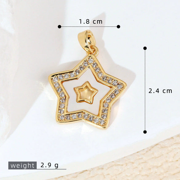 Women's Geometric Diamondencrusted White Shell Abalone Shell Necklace Pendant Jewelry Accessories Electroplated Simple Style