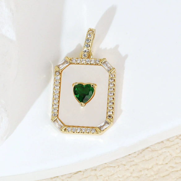 Women's Geometric Diamondencrusted White Shell Abalone Shell Necklace Pendant Jewelry Accessories Electroplated Simple Style