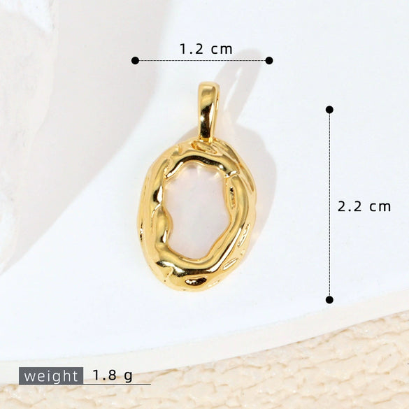 Women's Geometric Diamondencrusted White Shell Abalone Shell Necklace Pendant Jewelry Accessories Electroplated Simple Style