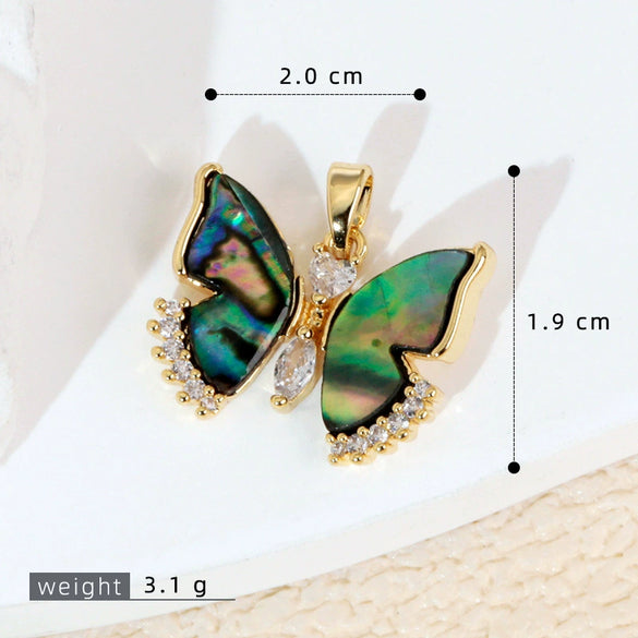 Women's Geometric Diamondencrusted White Shell Abalone Shell Necklace Pendant Jewelry Accessories Electroplated Simple Style