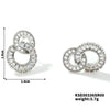 Women's Geometric Double Circle Zircon Earrings With Diamond Encrusted Look Electroplated Round Short Drop Ear Jewelry