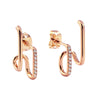 Women's Geometric Double Ring Diamond Earrings Copper Plated With 18K Gold Jewelry