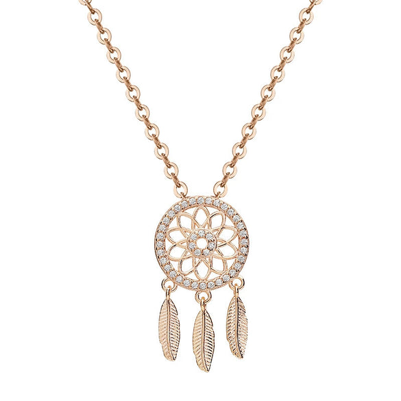 Women's Geometric Dream Catcher Necklace In Copper Plated With Real Gold Electroplated O Chain Clavicle Necklace