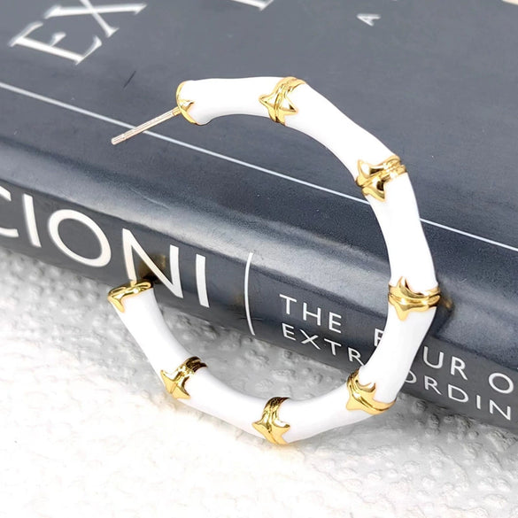 Women's Geometric Dripping Glaze Alloy Statement Earrings With 925 Silver Ear Needles And Gold Plated Finish Wholesale Jewelry