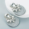 Women's Geometric Drop Earrings With Glass Rhinestone Accents Elastic Cord Woven Design And Sparkling Diamondstyle Detailing