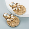 Women's Geometric Drop Earrings With Glass Rhinestone Accents Elastic Cord Woven Design And Sparkling Diamondstyle Detailing