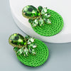 Women's Geometric Drop Earrings With Glass Rhinestone Accents Elastic Cord Woven Design And Sparkling Diamondstyle Detailing
