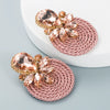 Women's Geometric Drop Earrings With Glass Rhinestone Accents Elastic Cord Woven Design And Sparkling Diamondstyle Detailing