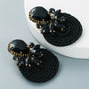 Women's Geometric Drop Earrings With Glass Rhinestone Accents Elastic Cord Woven Design And Sparkling Diamondstyle Detailing
