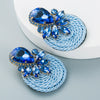 Women's Geometric Drop Earrings With Glass Rhinestone Accents Elastic Cord Woven Design And Sparkling Diamondstyle Detailing
