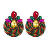 Women's Geometric Drop Earrings With Glass Rhinestone Accents Elastic Cord Woven Design And Sparkling Diamondstyle Detailing