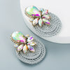 Women's Geometric Drop Earrings With Glass Rhinestone Accents Elastic Cord Woven Design And Sparkling Diamondstyle Detailing