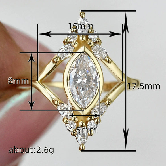 Women's Geometric Drop Shape Copper Ring With Zirconia Light Luxury Style