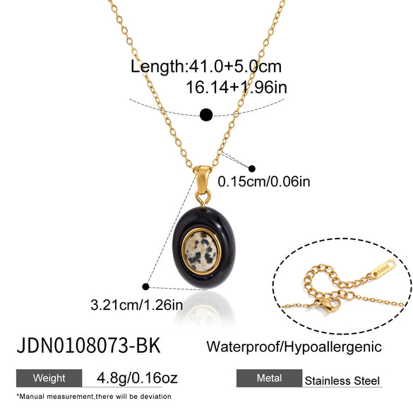 Women's Geometric Eggshaped Stainless Steel Pendant Necklace With Pvd Vacuum Gold Plating And Lobster Clasp