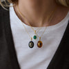 Women's Geometric Eggshaped Stainless Steel Pendant Necklace With Pvd Vacuum Gold Plating And Lobster Clasp