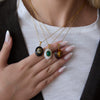 Women's Geometric Eggshaped Stainless Steel Pendant Necklace With Pvd Vacuum Gold Plating And Lobster Clasp