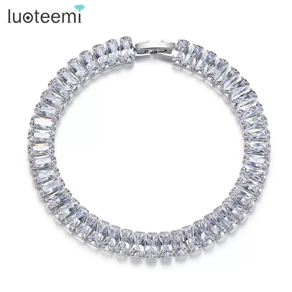 Women's Geometric Electroplated Copper Bracelet With Inlaid Zirconium Fashion Jewelry Wholesale