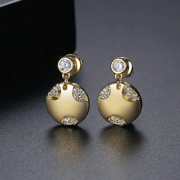 Women's Geometric Electroplated Copper Earrings With Zircon Accents Fashion Jewelry