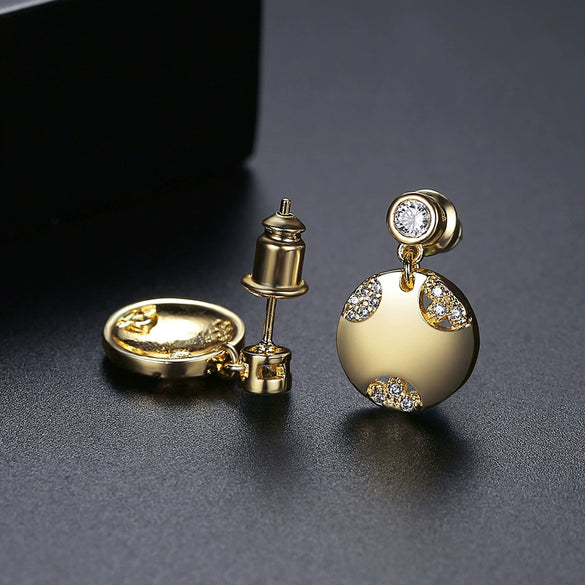 Women's Geometric Electroplated Copper Earrings With Zircon Accents Fashion Jewelry