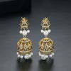 Women's Geometric Electroplated Copper Pearl Earrings With Crystal Zircon Accents In A Vintage Style
