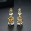 Women's Geometric Electroplated Copper Pearl Earrings With Crystal Zircon Accents In A Vintage Style