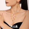 Women's Geometric Enamel Pendant Necklace In Gold Plated Stainless Steel With Regular Chain And Light Luxury Style