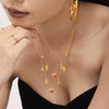 Women's Geometric Enamel Pendant Necklace In Gold Plated Stainless Steel With Regular Chain And Light Luxury Style
