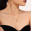 Women's Geometric Enamel Pendant Necklace In Stainless Steel With 18K Gold Plated Finish And Regular Chain
