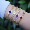 Women's Geometric Evil Eye Zircon Bracelet In Electroplated Copper With Gold Finish Versatile Fashion Jewelry