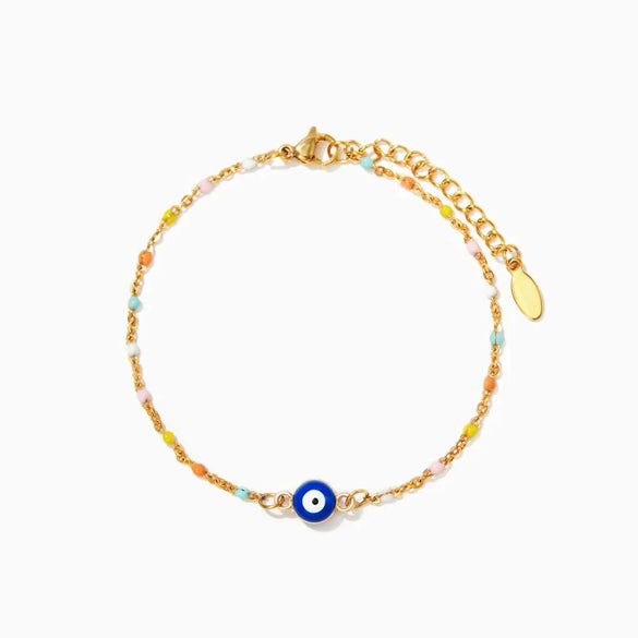 Women's Geometric Evil Magic Eye Enamel Oil Drop S925 Sterling Silver Electroplated Bracelet
