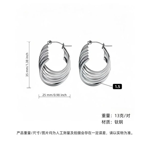 Women's Geometric Exaggerated Hemisphere Round Titanium Steel Polish Earrings