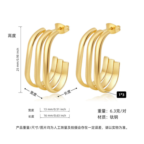 Women's Geometric Exaggerated Hemisphere Round Titanium Steel Polish Earrings