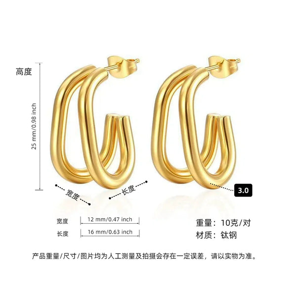 Women's Geometric Exaggerated Hemisphere Round Titanium Steel Polish Earrings