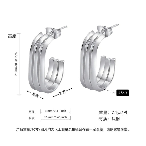 Women's Geometric Exaggerated Hemisphere Round Titanium Steel Polish Earrings