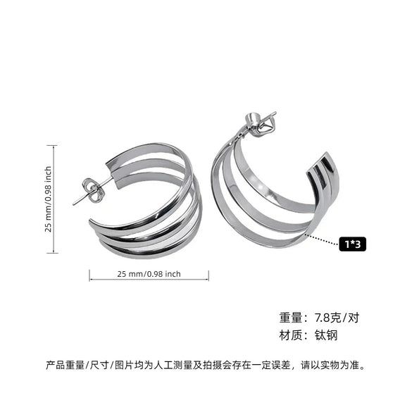 Women's Geometric Exaggerated Hemisphere Round Titanium Steel Polish Earrings