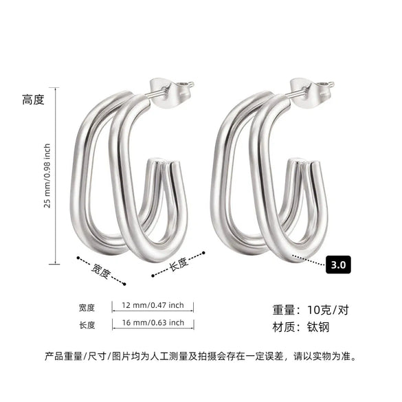 Women's Geometric Exaggerated Hemisphere Round Titanium Steel Polish Earrings