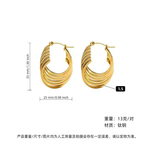 Women's Geometric Exaggerated Hemisphere Round Titanium Steel Polish Earrings