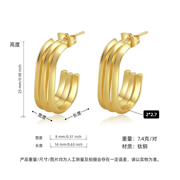 Women's Geometric Exaggerated Hemisphere Round Titanium Steel Polish Earrings