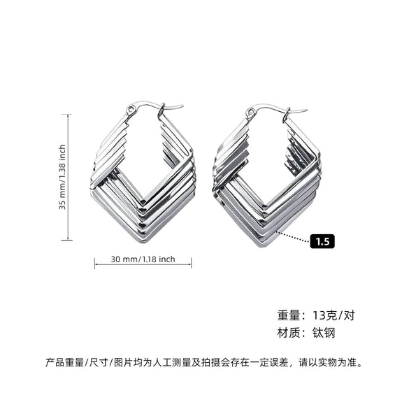 Women's Geometric Exaggerated Hemisphere Round Titanium Steel Polish Earrings