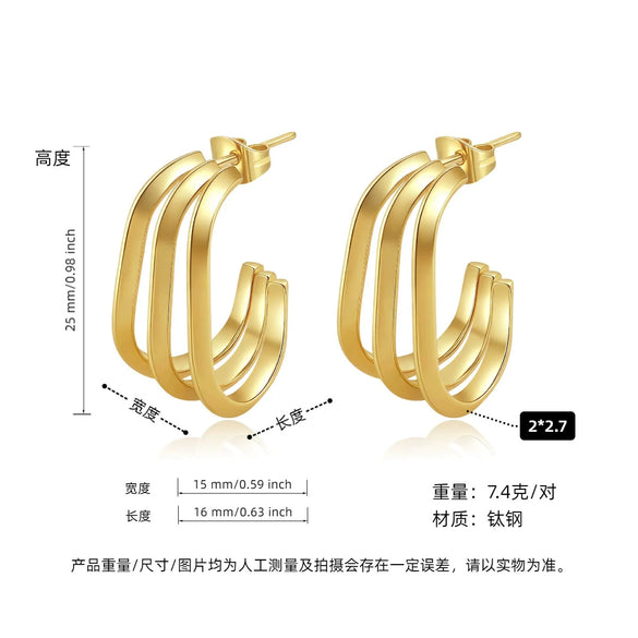 Women's Geometric Exaggerated Hemisphere Round Titanium Steel Polish Earrings