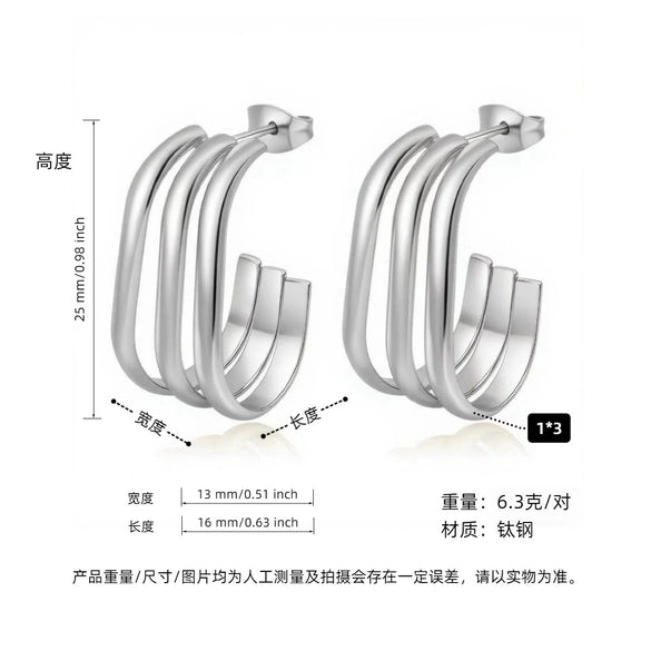 Women's Geometric Exaggerated Hemisphere Round Titanium Steel Polish Earrings